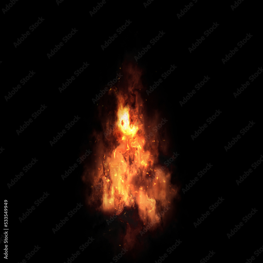 Bonfire sparks isolated on a black background