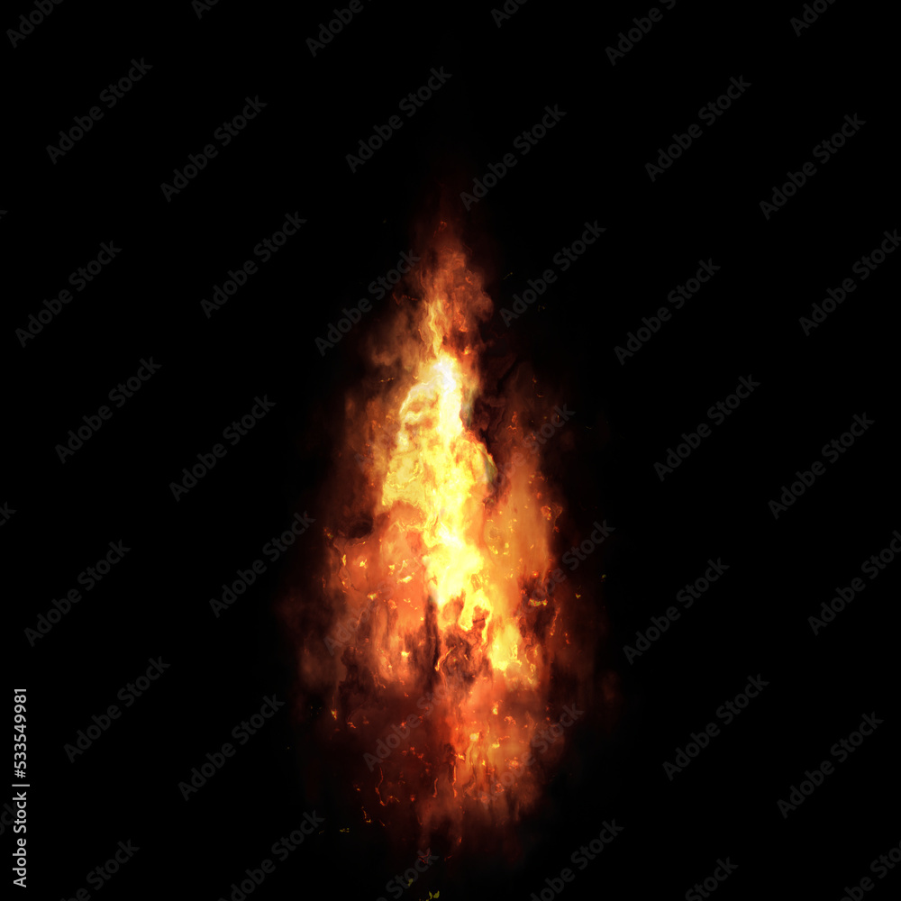 Bonfire sparks isolated on a black background