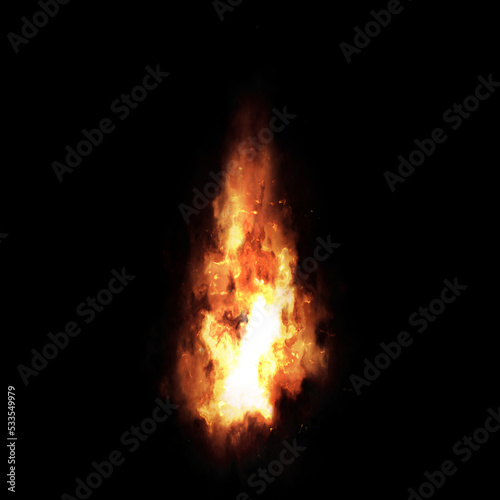 Bonfire sparks isolated on a black background
