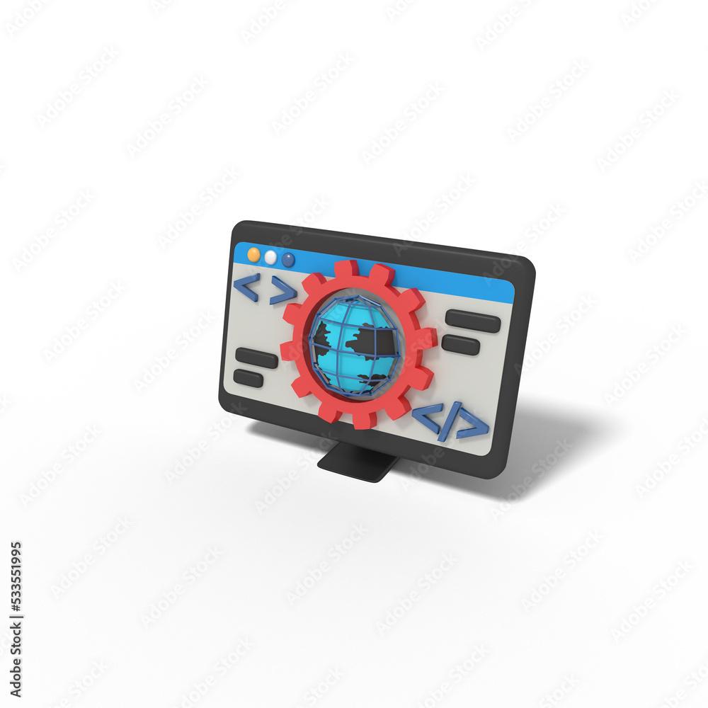 3d illustration of internet web browser setting 3d illustration of internet web browser setting