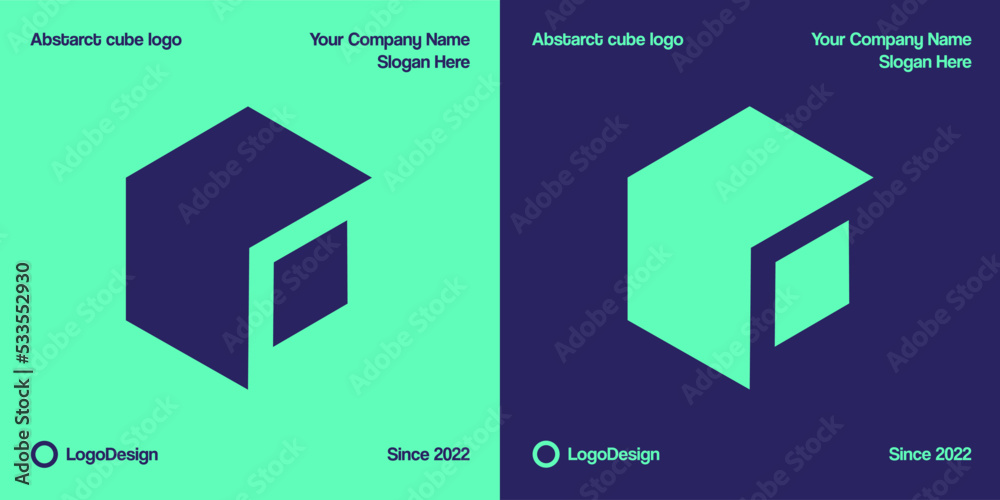 Fototapeta premium Creative cube logo with negative space vector for your business