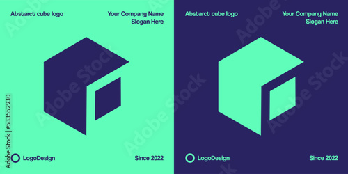 Creative cube logo with negative space vector for your business