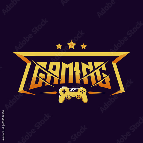 Gaming logo with controller joystick for game esport