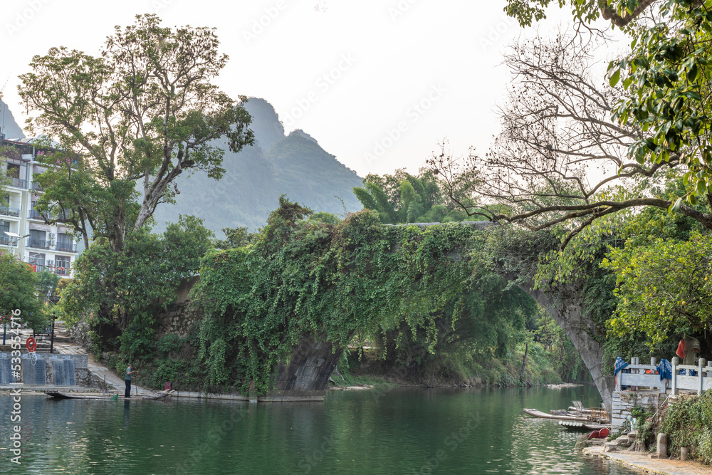 beautiful mountain and river scenery in Guilin Guangxi China beautiful mountain and river scenery in Guilin Guangxi China