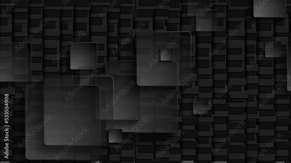 Black transparent squares on dark mosaic background