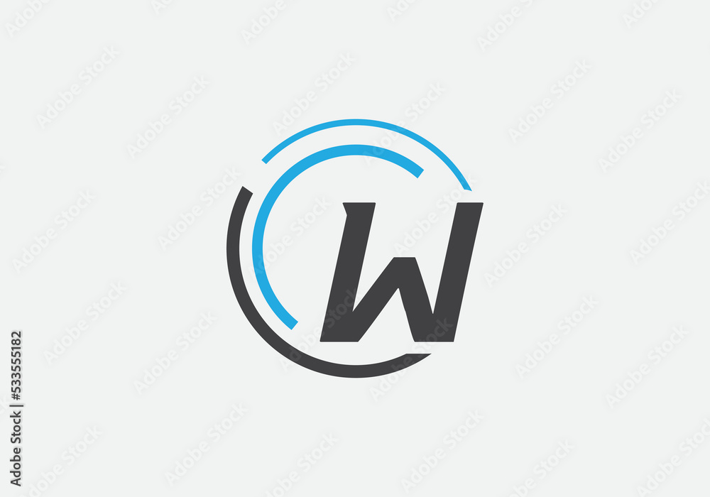 Tech circle vector and technology logo design W Tech circle vector and technology logo design W