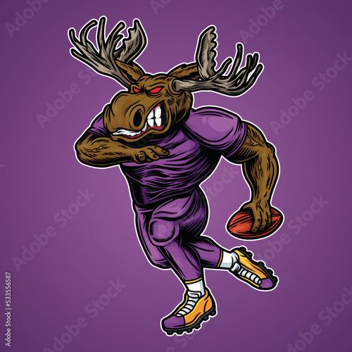 Moose Mascot American Football Illustration