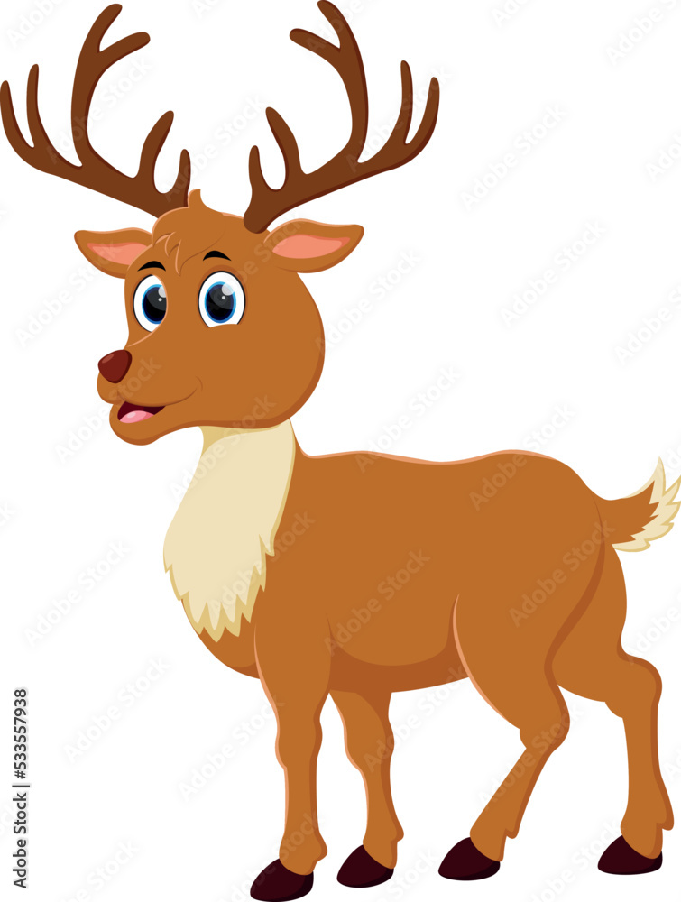 funny deer cartoon on white background