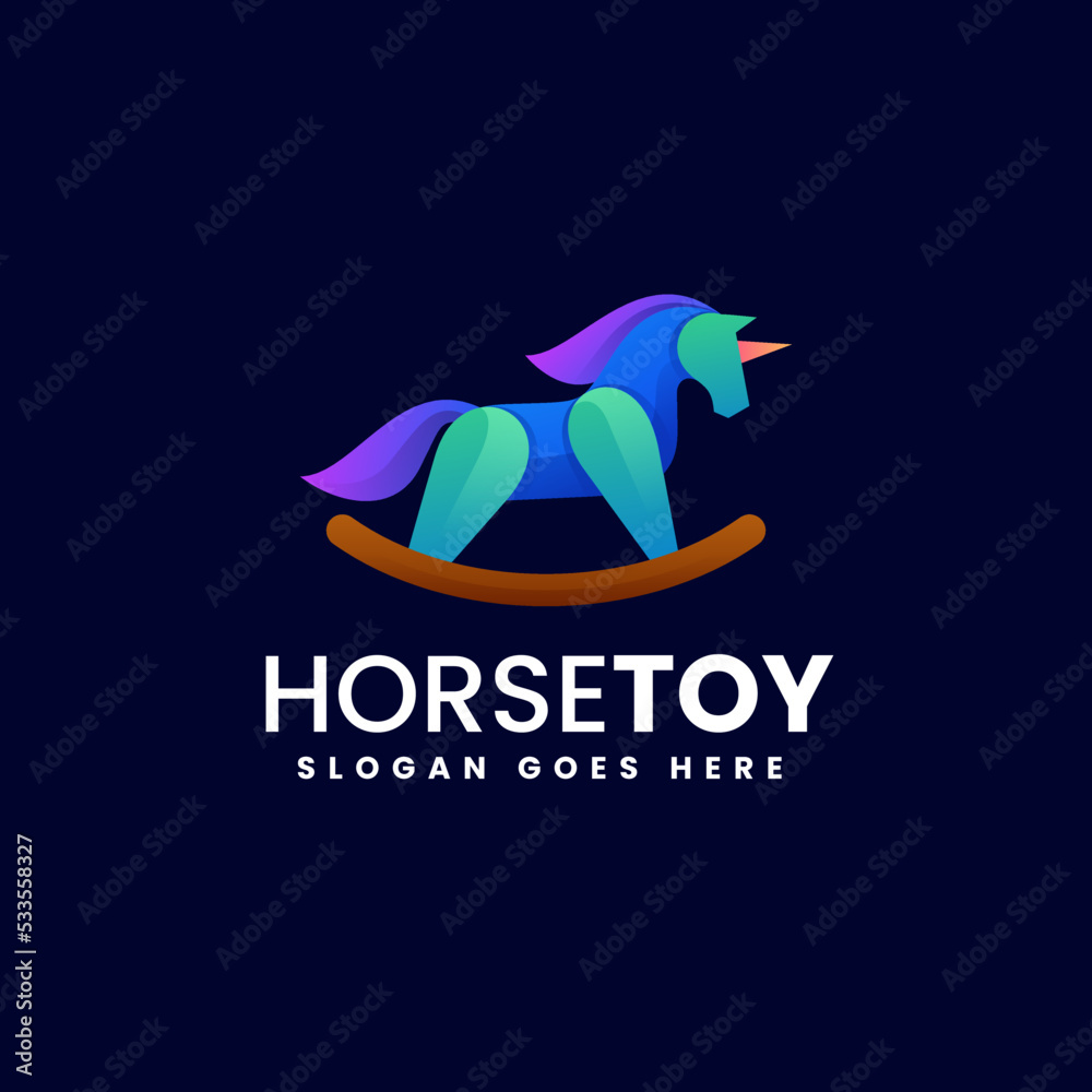 Obraz premium Vector Logo Illustration Horse Toy Gradient Colorful Style