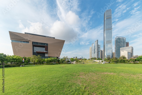 Scenery of West Kowloon Cultural District of Hong Kong city