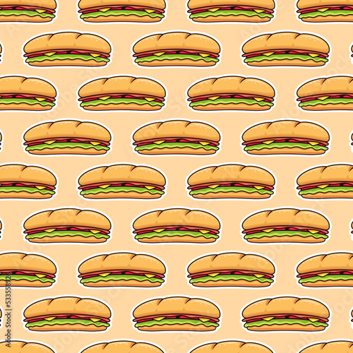 submarine sub sandwich pattern seamless vector illustration background for decoration or backdrop