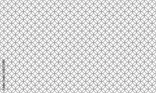 Shippoumon circle wedge pattern, traditional Japanese motif, archetypal design in the Heian Period. Geometric line art background. Simple luxury vintage seamless wallpaper, vector in black and white.