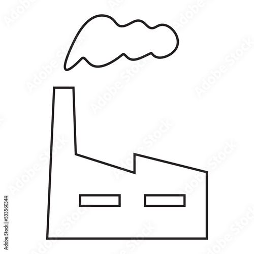 factory, white vector icon, black contour