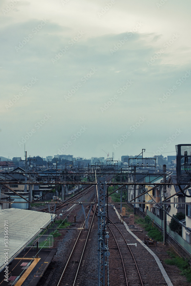 Naklejka premium 線路と街