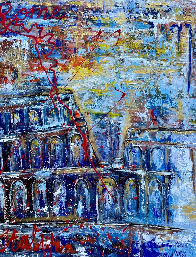 Abstract background Coliseum painting Rome 