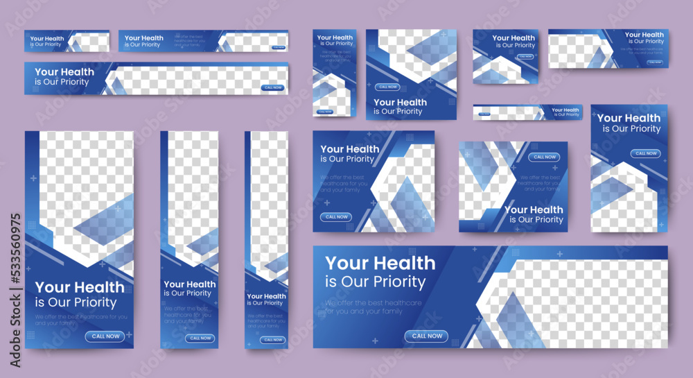 Medical Health banner design web template Set, Horizontal header web ...