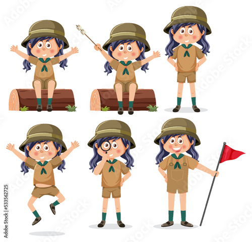 Children in camping outfit