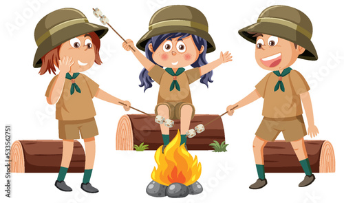 Children in camping outfit