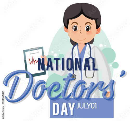 Female doctor on doctor day in July logo