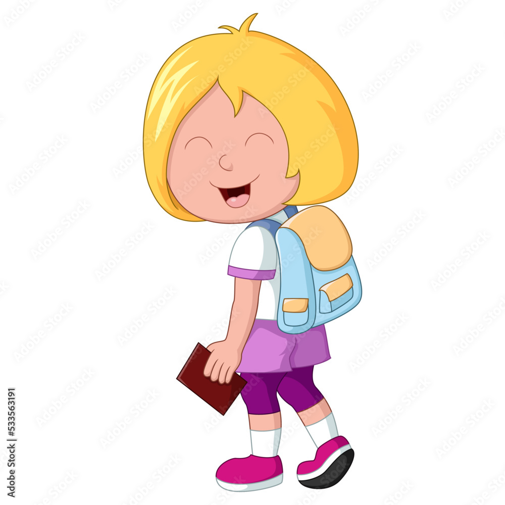 Cute little school girl cartoon Cute little school girl cartoon