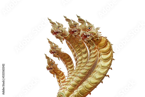 King of nagas five heads on isolated on white background with clipping path include for design usage purpose.