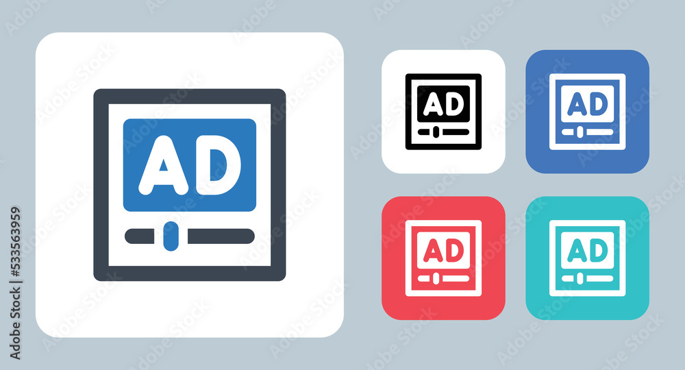 Video Ad icon - vector illustration . video, ad, ads, Digital, Marketing, advertising, advertisement, Promotion, Announcement, Promote, Publicity, sign, symbol, flat, icons . Video Ad icon - vector illustration . video, ad, ads, Digital, Marketing, advertising, advertisement, Promotion, Announcement, Promote, Publicity, sign, symbol, flat, icons .