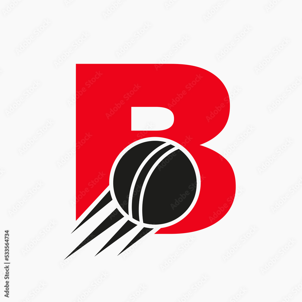 Letter B Cricket Logo Concept With Moving Cricket Ball Icon. Cricket ...