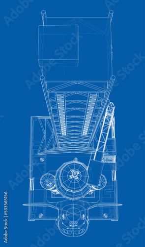 Space Rocket on launch pad. Vector rendering of 3d