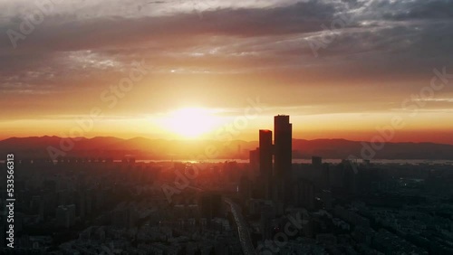 sunset over the city