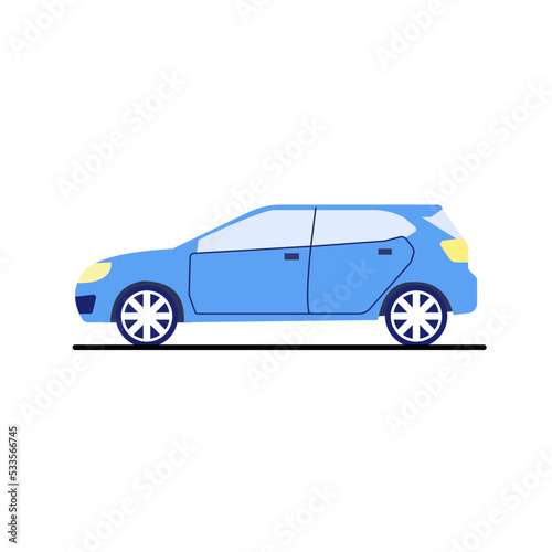 Blue side view automobile vehicle vector illustration