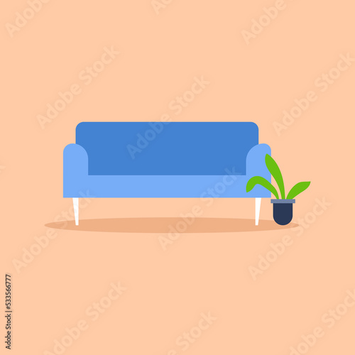 Hand draw home sitting furniture sofa vector illustration