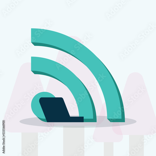 RSS blogger subscribe Feed flat concept vector illustration