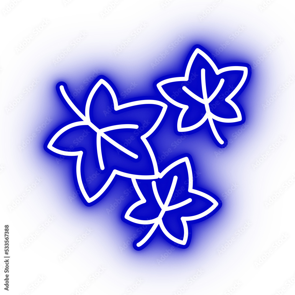 Neon dark blue falling leaves icon, glowing blue falling leaves with transparent background Neon dark blue falling leaves icon, glowing blue falling leaves with transparent background
