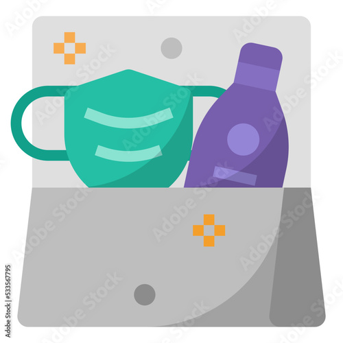 mask and sanitizer icon