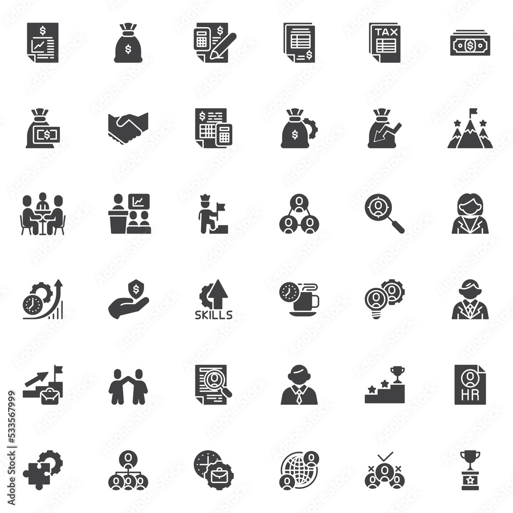 Business and finance vector icons set