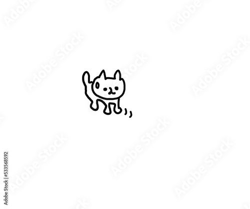 猫、ネコ、ねこ、かわいい、可愛い、子猫、手描き、シンプル、仔猫、イラスト、動物、アイコン、挿絵、キャラクター、線画、素材