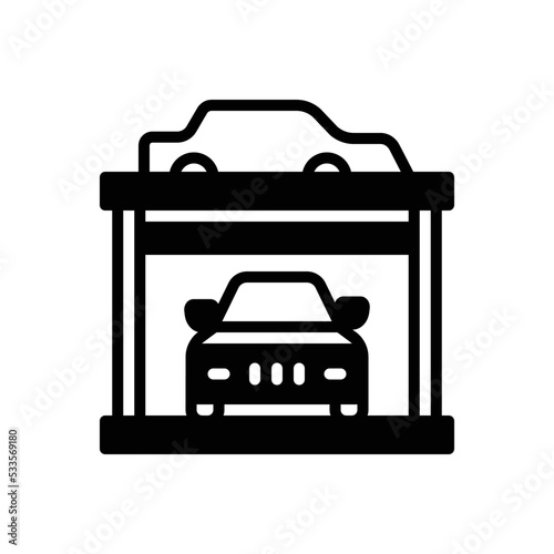 Black solid icon for garage