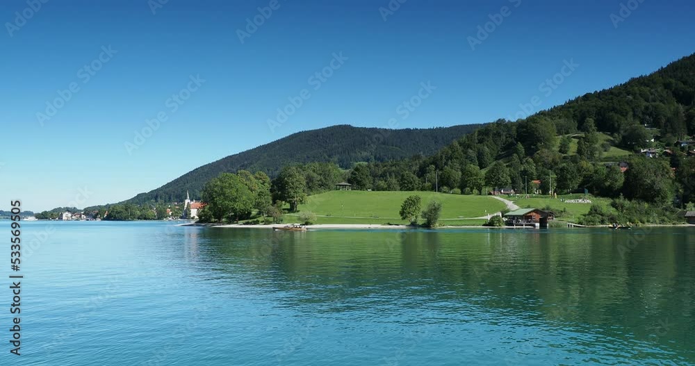 Tegernsee Lake in Bavarian Alps in Germany. View on Tegersee beach (Strandbad point) from Rottach-Egern
Tegernsee Lake in Bavarian Alps in Germany. View on Tegersee beach (Strandbad point) from Rottach-Egern