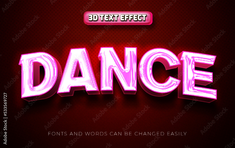 Dance 3d editable text effect style