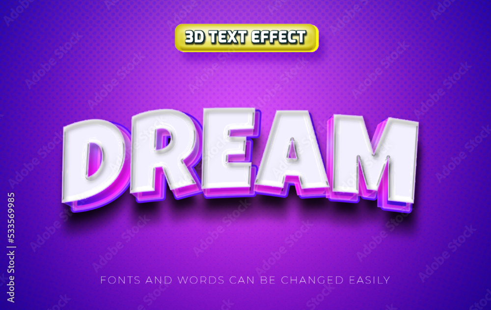 Dream 3d editable text effect style