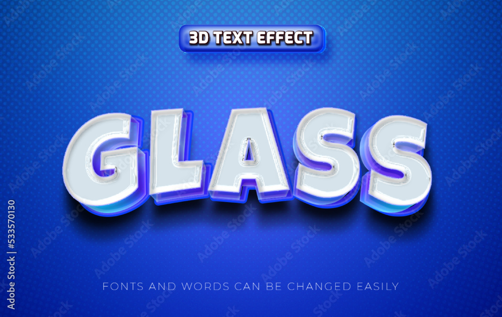 Glass 3d editable text effect style