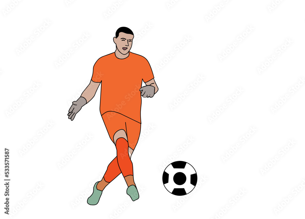 Vector illustration of a soccer player wanting to play the ball. Sports theme illustration can be used as a logo, brand or corporate company.