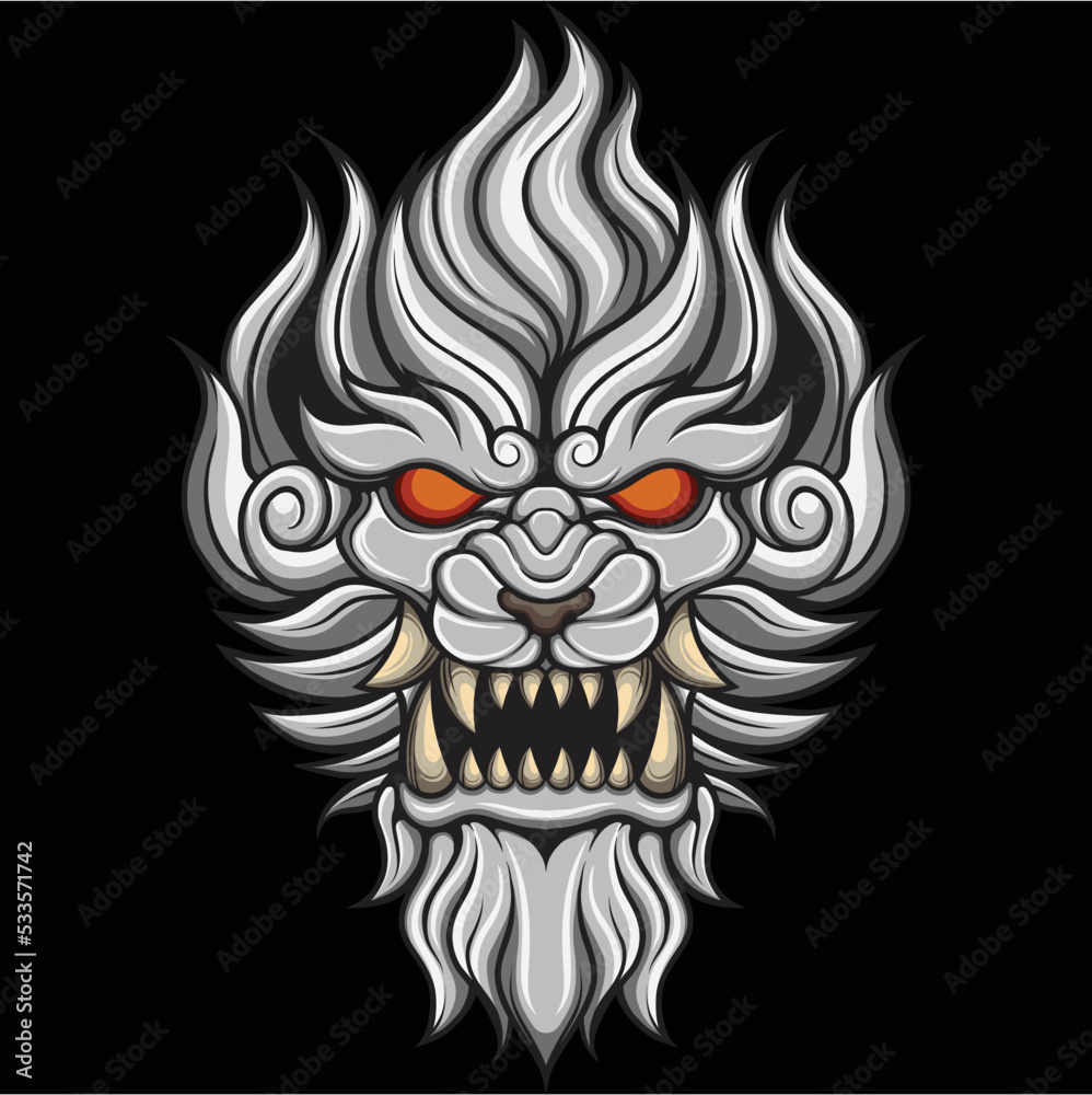 Obraz premium Vector illustration of komainu japanese lion