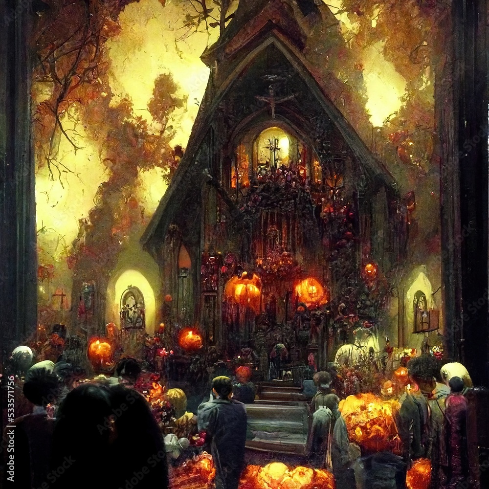 Dark Halloween in Hell. halloween. scary. generated art. Concept Art ...