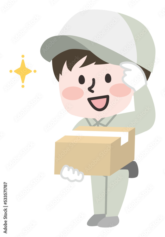 荷物を届ける男性スタッフ 荷物を届ける男性スタッフ