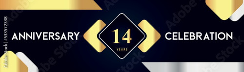 14 years anniversary celebration background. Premium design for poster, banner, booklet, marriage, weddings, birthday party, celebration event, graduation, jubilee, ceremony, holiday.