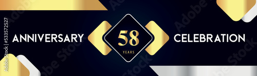 58 years anniversary celebration background. Premium design for poster, banner, booklet, marriage, weddings, birthday party, celebration event, graduation, jubilee, ceremony, holiday.