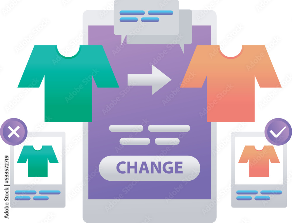 Illustration of an online shop application on a smartphone Illustration of an online shop application on a smartphone