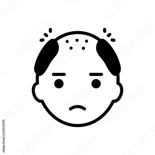 Black solid icon for bald
