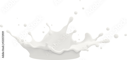 Milk jet, milky splash, vector realistic liquid white splash on isolated background. 3d illustration. photo